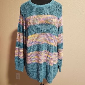Soft Surroundings Sweater Open Knit Wide Stripe‎ Size 1X